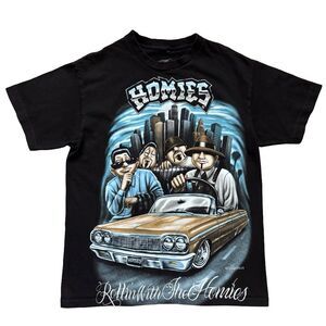 DGA Rolling With the Homies Lowrider Car T-Shirt Size M Black Chicano Style